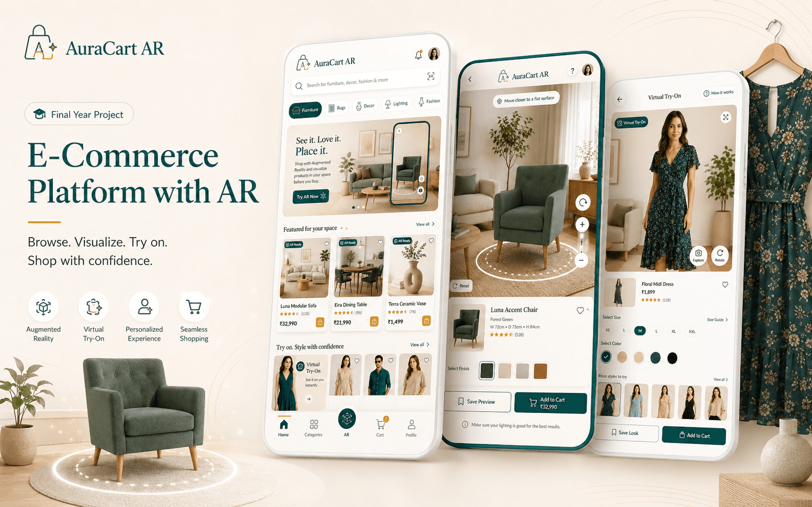 Conceptual cover artwork for AR E-Commerce Platform, a voice-first Urdu-native home-service platform