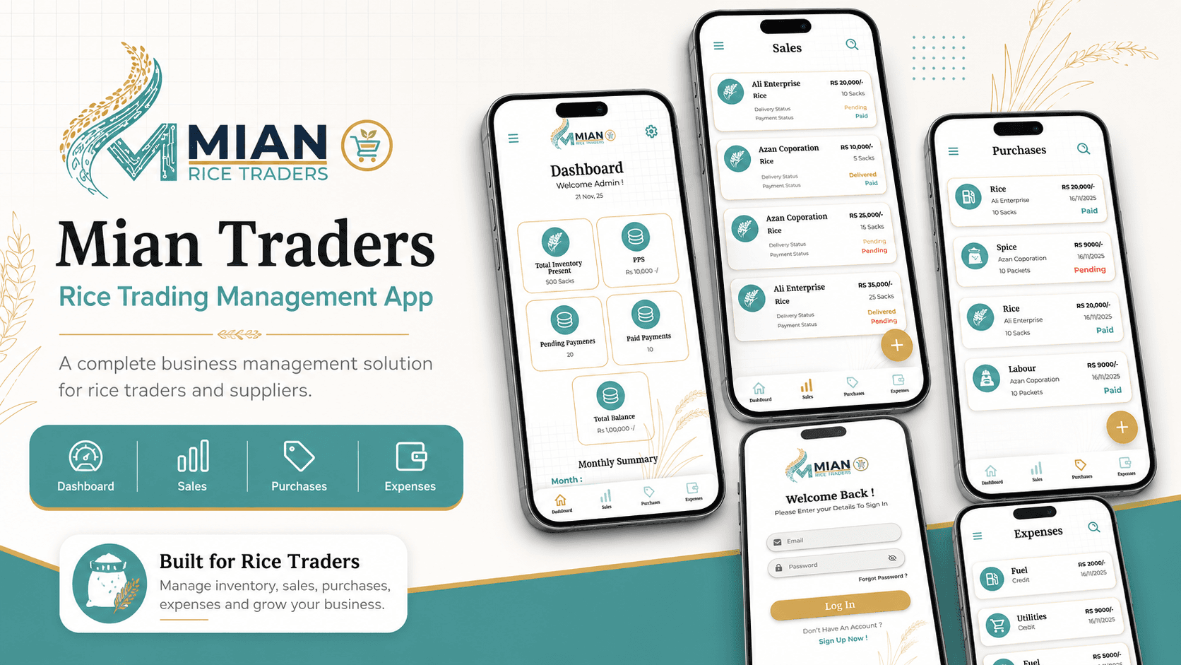 Conceptual cover artwork for Mian Traders, a voice-first Urdu-native home-service platform
